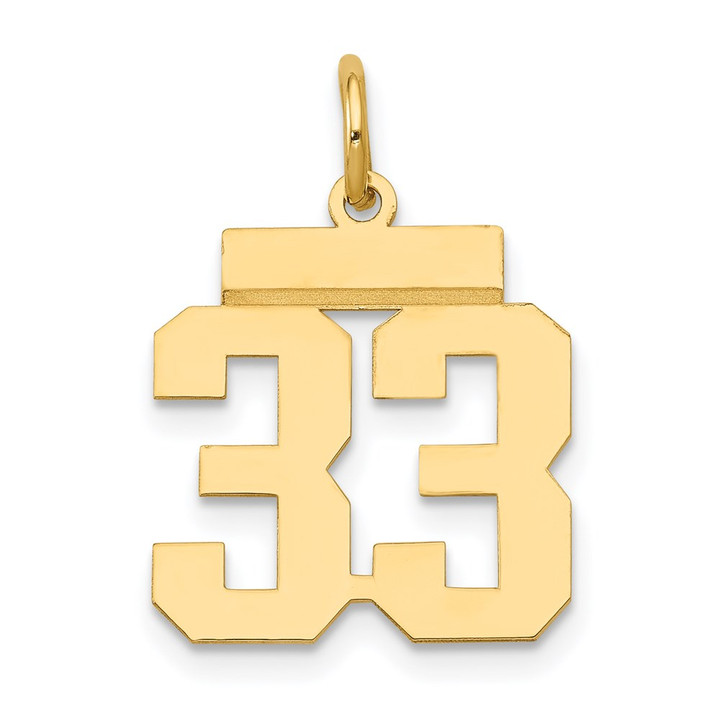 14k Small Polished Number 33 Charm LS33