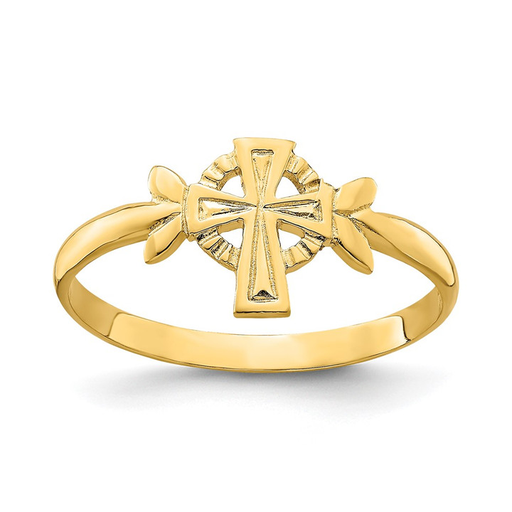 14k Cross w/Circle Ring K3937
