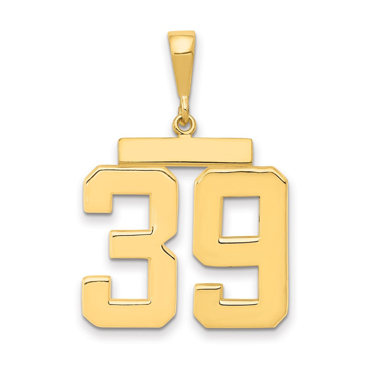14k Large Polished Number 39 Charm LP39