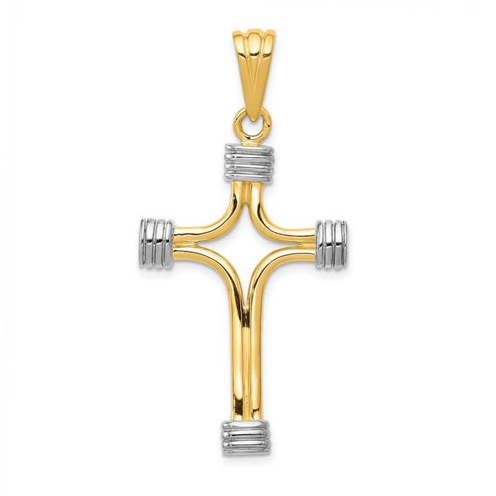 14k w/Rhodium Fancy Cross Pendant K1201