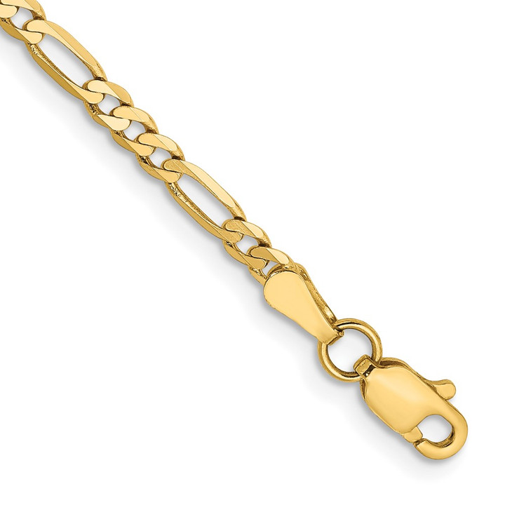 14K 8 inch  2.75mm Flat Figaro with Lobster Clasp Bracelet FFL070-8