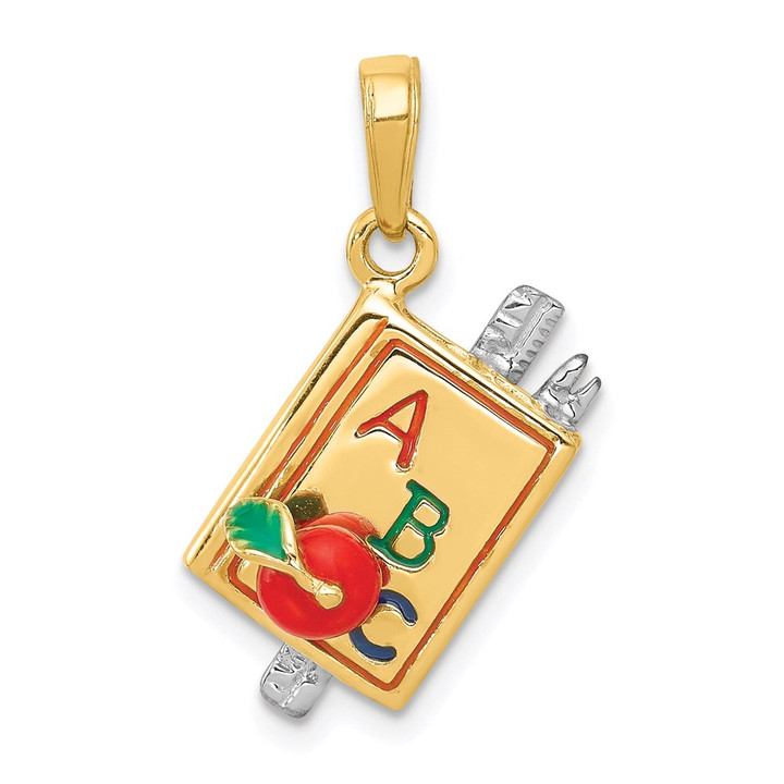 14k Two-tone 3-D Enameled ABC School Book Pendant K1787