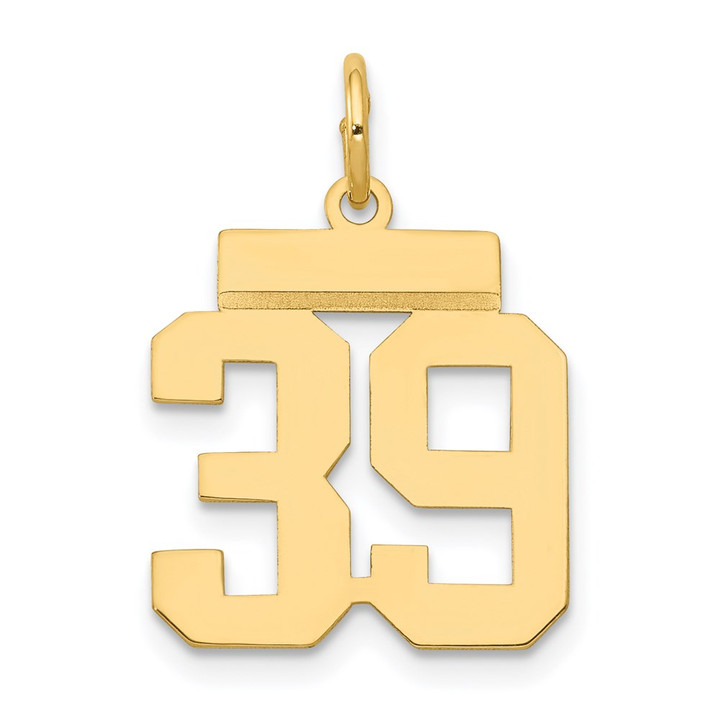 14k Small Polished Number 39 Charm LS39