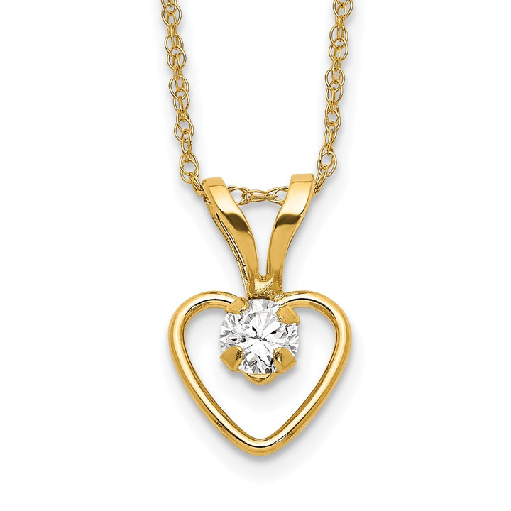 14k Madi K 3mm White Zircon Heart Birthstone Necklace GK403-15
