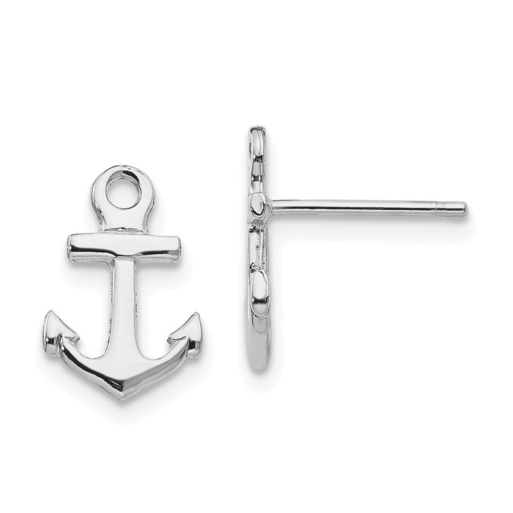 14K White Gold Anchor Post Earrings K4502W