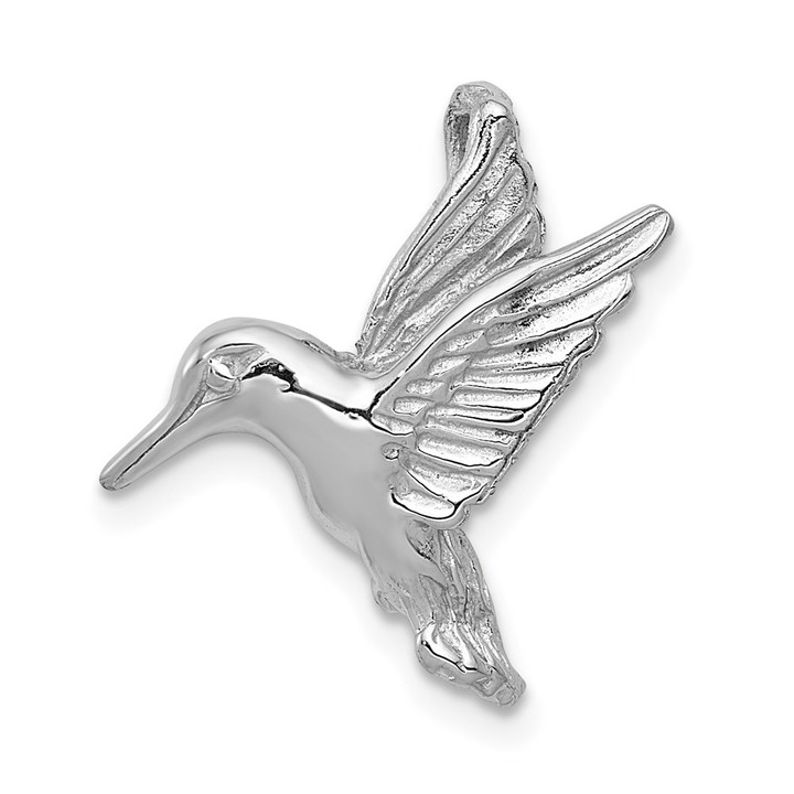 14k White Gold Polished Open-Backed Hummingbird Chain Slide K1030