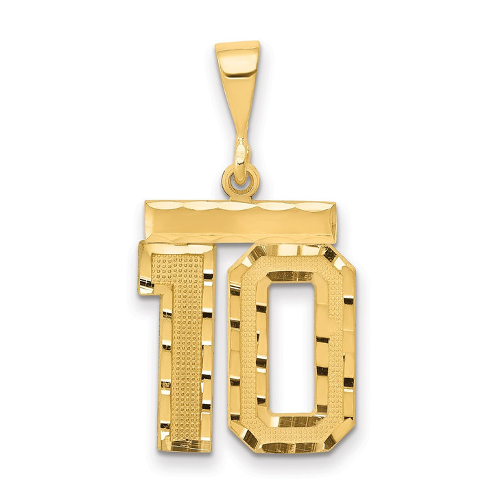 14k Medium Diamond-cut Number 10 Charm MN10