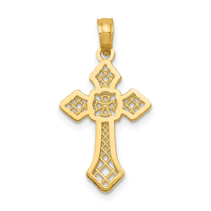 14K Polished Passion Cross W/Lace Center Pendant K5457