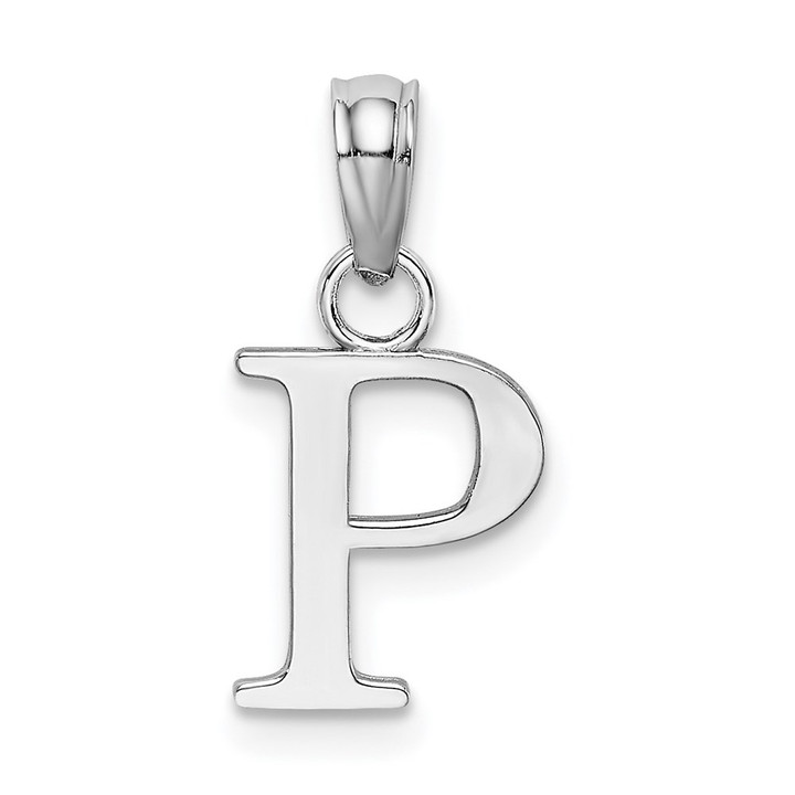 14K White Gold Polished Block Letter P Initial Pendant K6423WP
