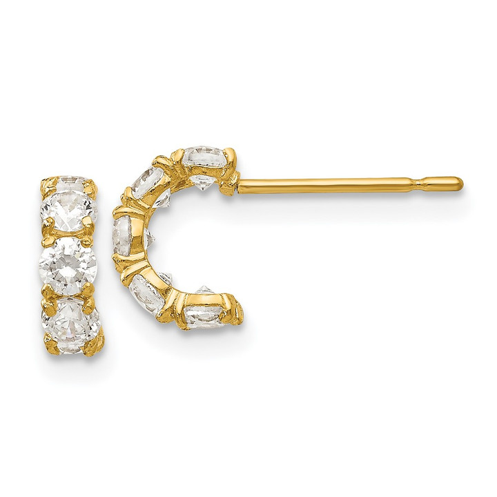 14k Madi K CZ Children's Five Stone Hoop Post Earrings GK631