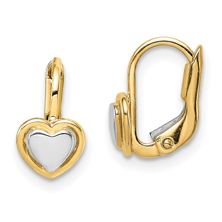 14k Madi K Two-Tone Children's Heart Hoop Earrings GK1051