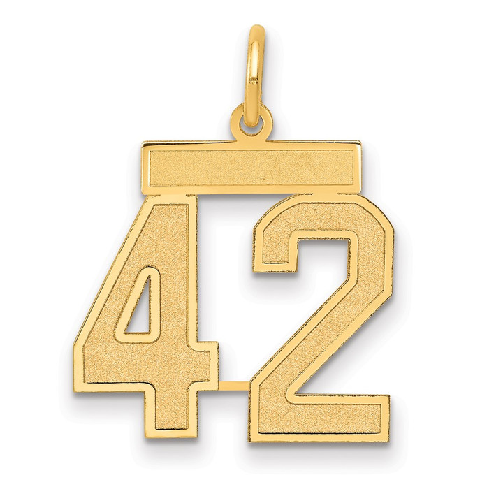 14k Medium Satin Number 42 Charm LSM42