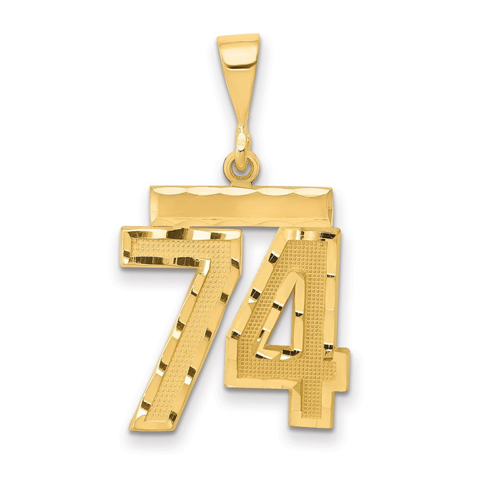 14k Medium Diamond-cut Number 74 Charm MN74