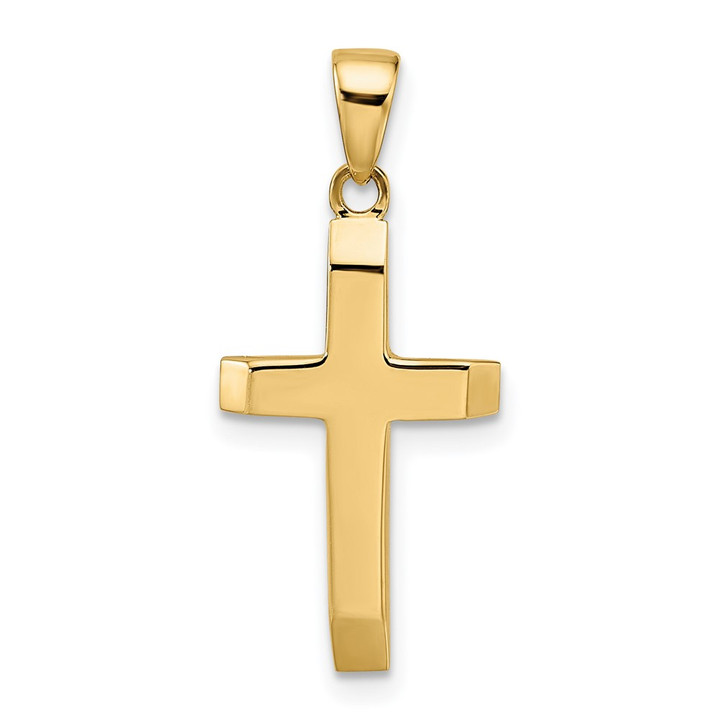 14K Polished Tapered Ends Hollow Cross Pendant K9954