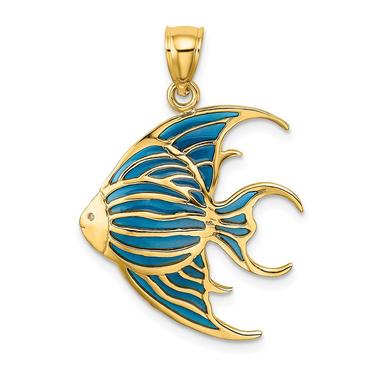 14K W/ Blue Enameled Angelfish Charm K8620