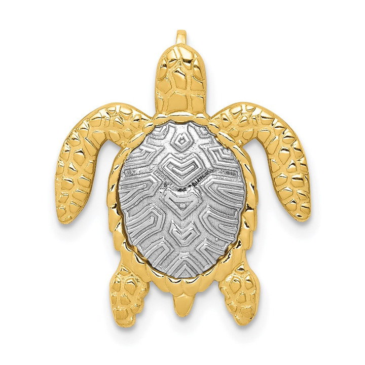 14K Two-Tone Turtle Pendant Slide K4881