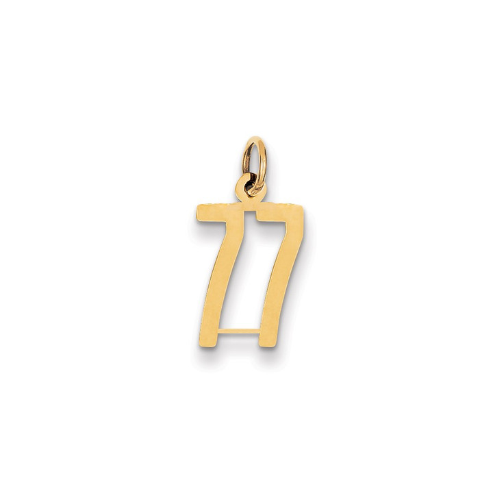 14k Small Elongated Number 77 Charm LES77