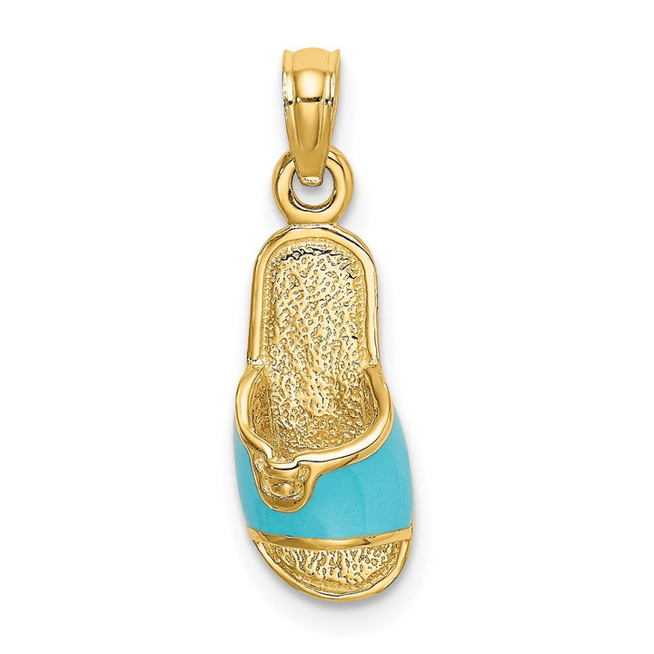 14k  3D W/ Aqua Enamel Summer Slipper Charm K6641