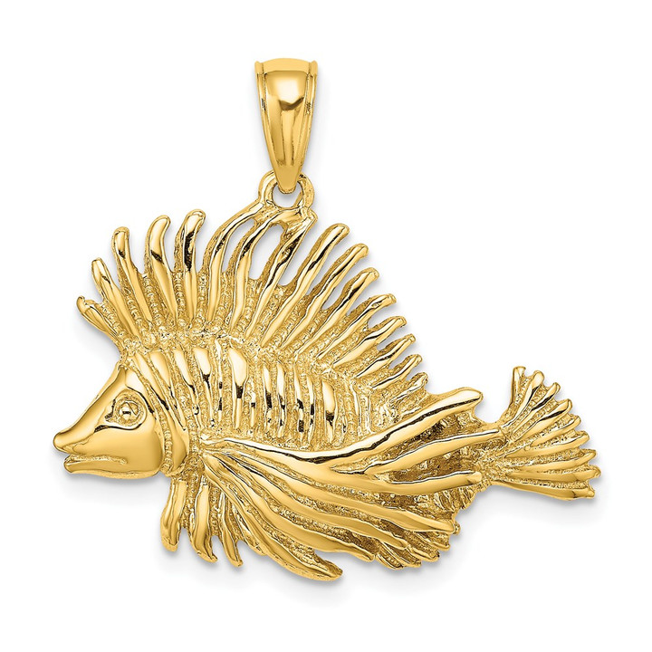 14K 2-D Polished /Textured Lion Fish Charm K7867