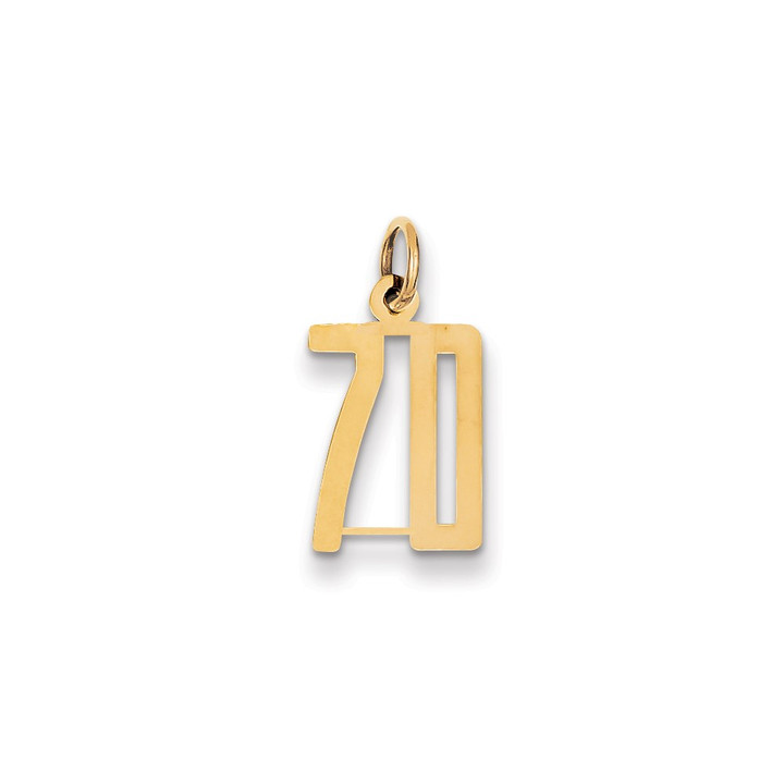 14k Small Elongated Number 70 Charm LES70