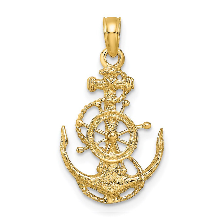 14k Small Anchor w/Wheel Pendant K3078