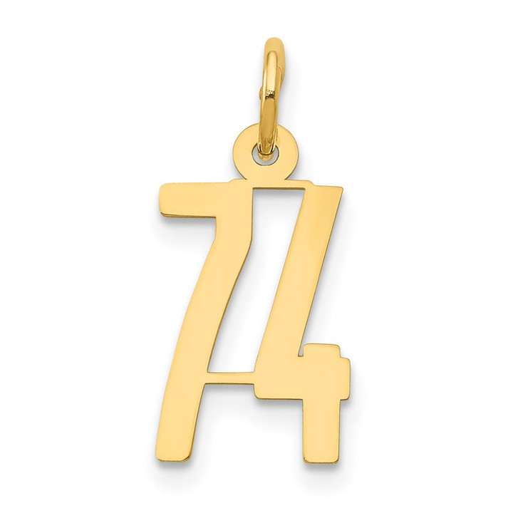 14k Small Elongated Number 74 Charm LES74