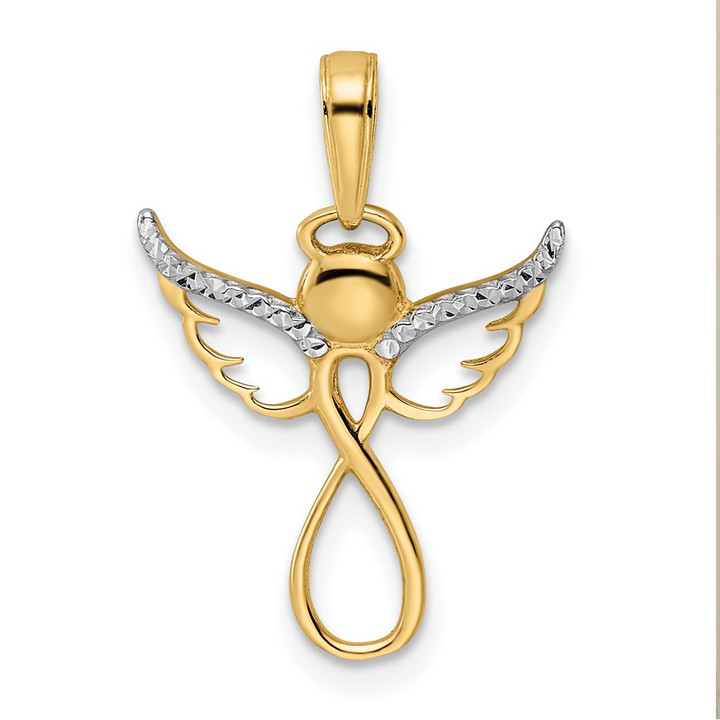 14K w/White Rhodium D/C Infinity Angel Pendant M3025