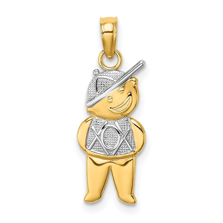 14K Textured w/Rhodium Boy Charm K9245