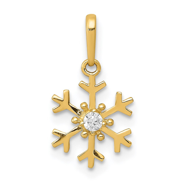 14k Polished CZ Snowflake Charm K5913