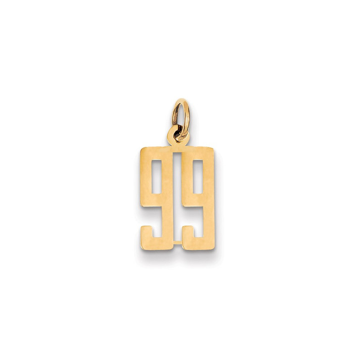 14k Small Elongated Number 99 Charm LES99