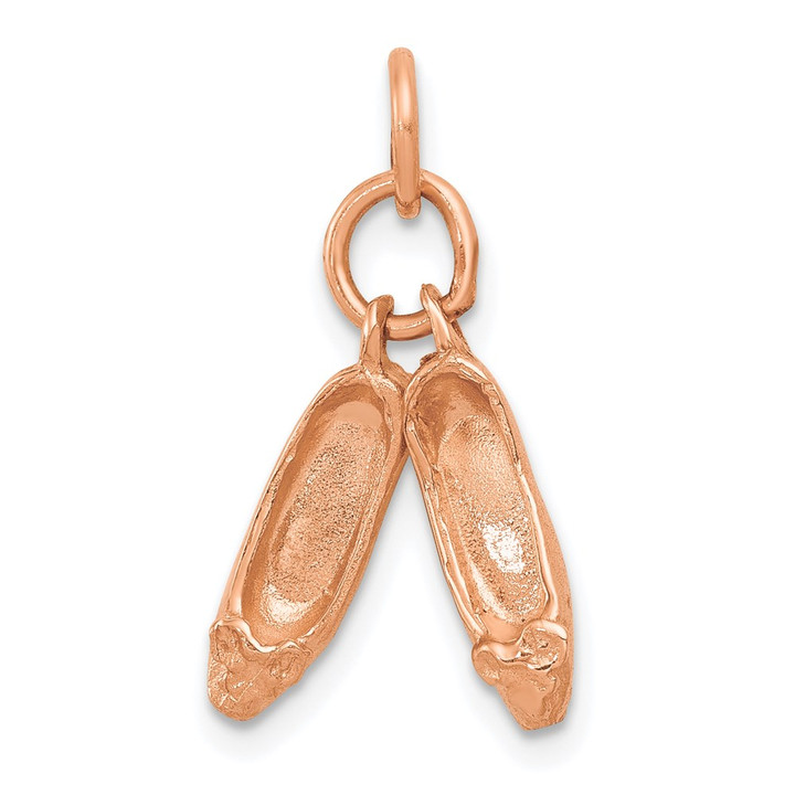 14K Rose Gold Polished 3-D Moveable Ballet Slippers Charm K944