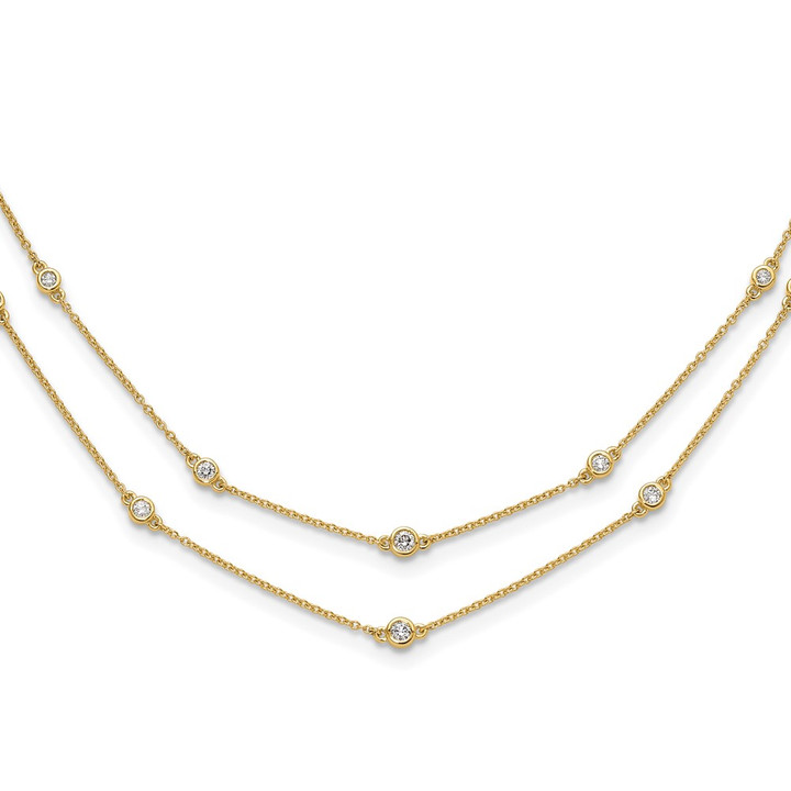14K Lab Grown Diamond VS/SI FGH Multi Station Double Strand Nec PM3755-050-YLG