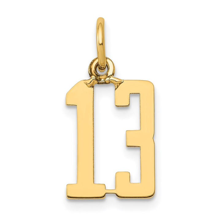 14k Small Elongated Number 13 Charm LES13