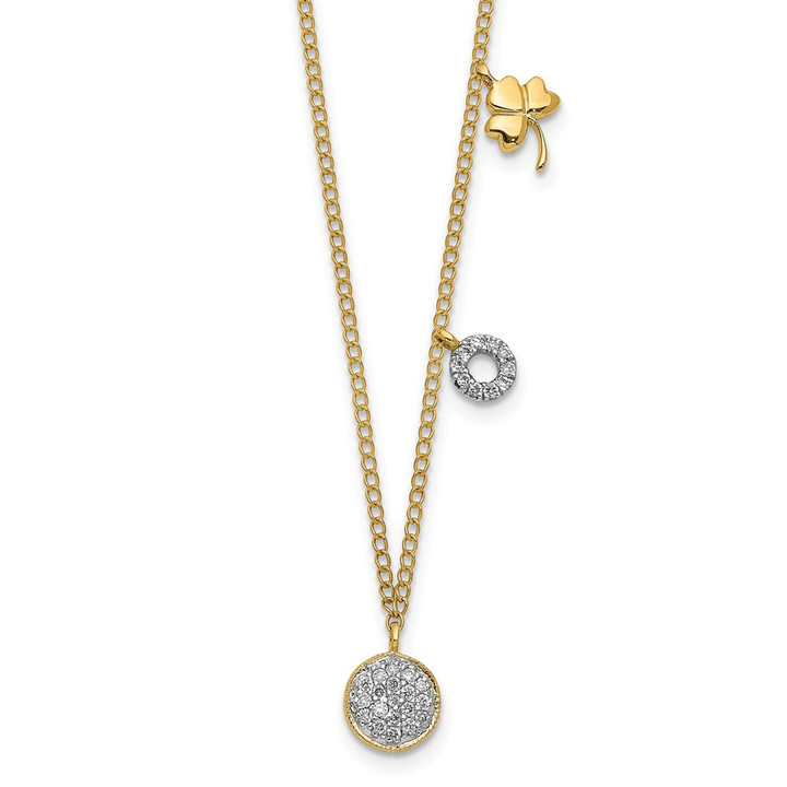 14k Diamond Two Circle and Shamrock 18 inch Necklace PM4699-010-YA