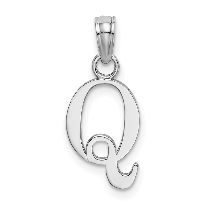 14K White Gold Polished Block Letter Q Initial Pendant K6423WQ