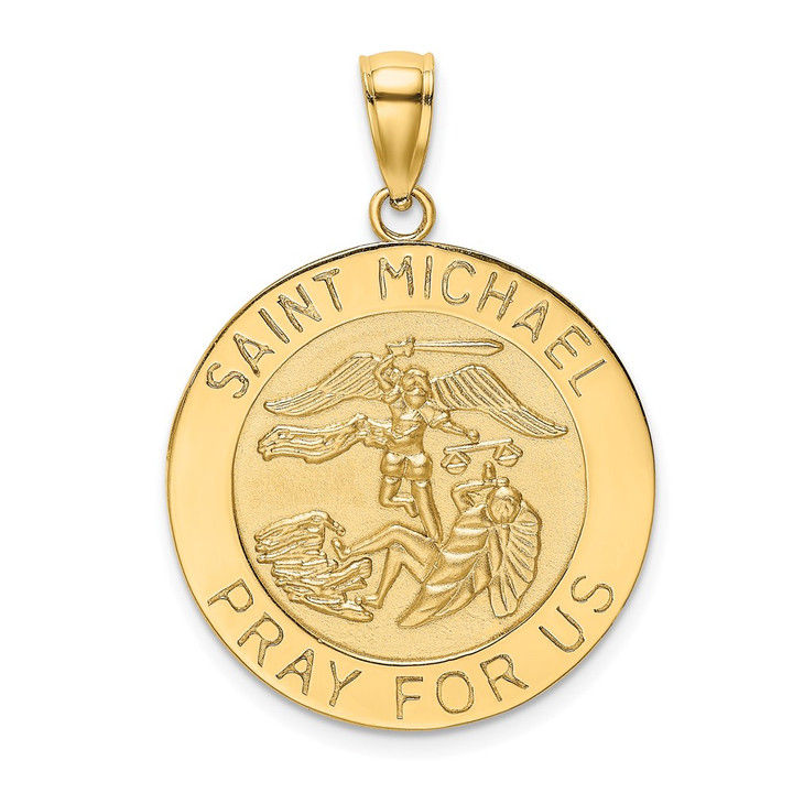 14K Polished / Satin Saint Michael Medal Charm K8490