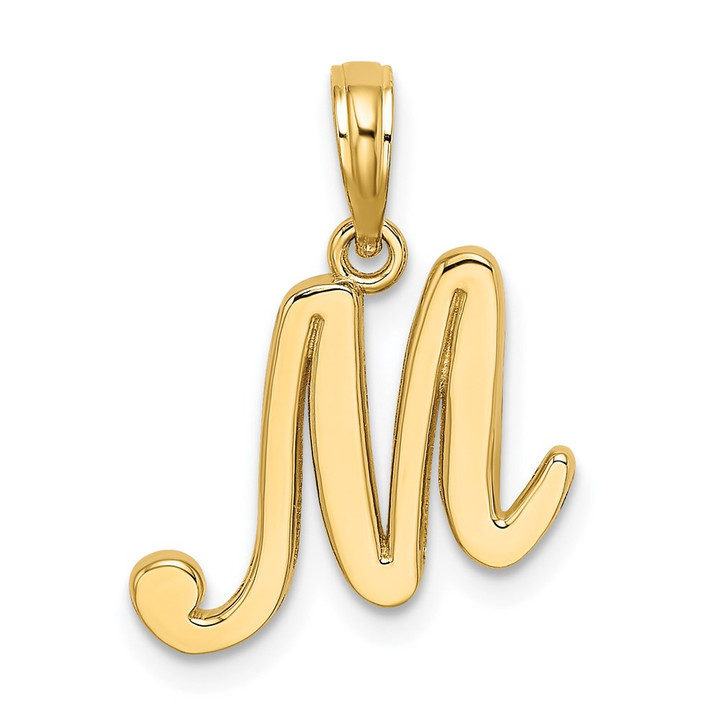 14KY Script Letter M Initial Pendant K6422M