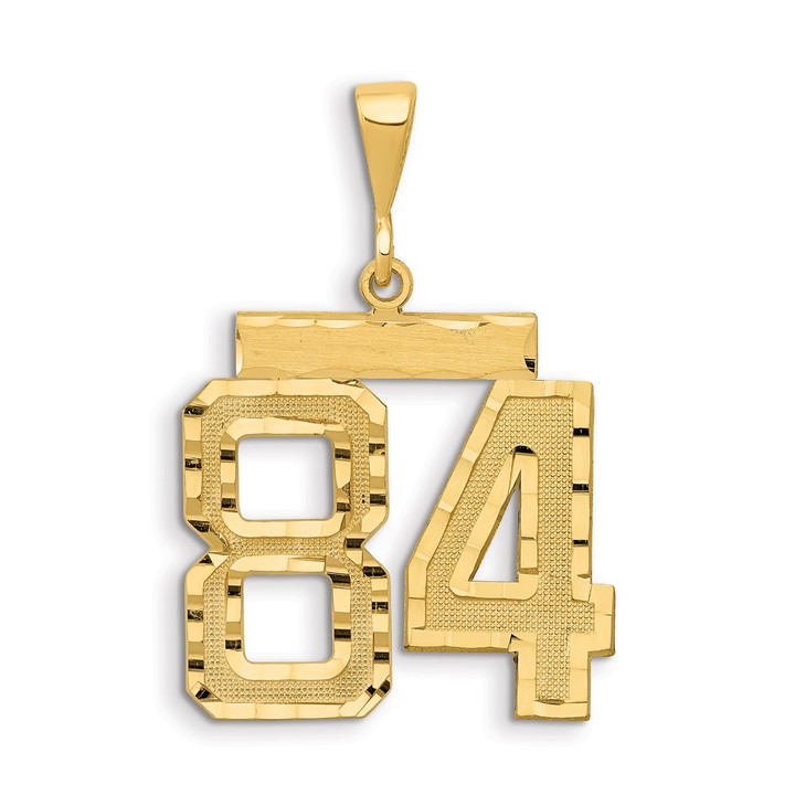 14k Large Brushed Diamond-cut Number 84 Charm LN84