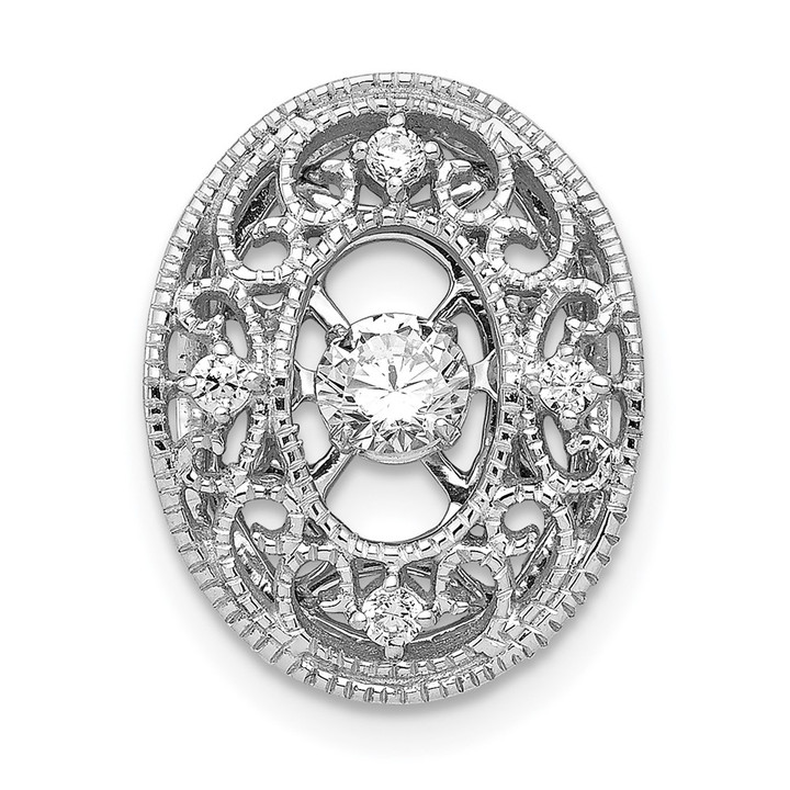 14K White Gold Vibrant Lab Grown Diamond VS/SI FGH Oval Slide Pendan PM5175-025-WLG