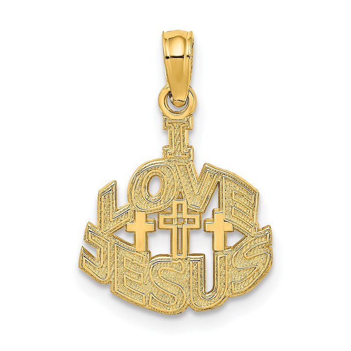 14K I LOVE JESUS Cross Charm K8557