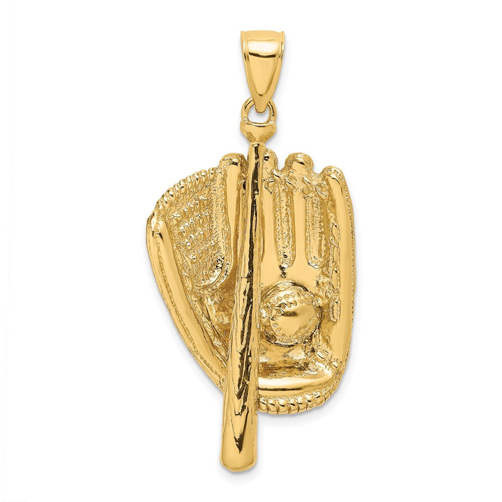14K 3-D Baseball Glove ,Bat and Ball Charm K8735