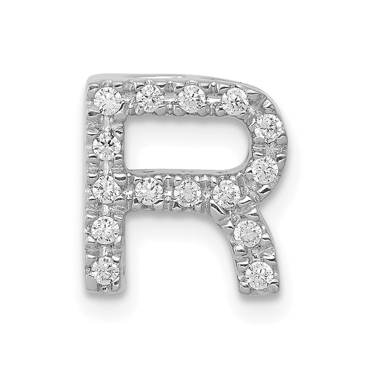 14K  White Gold Diamond Letter R Initial Charm PM5221R-016-WA