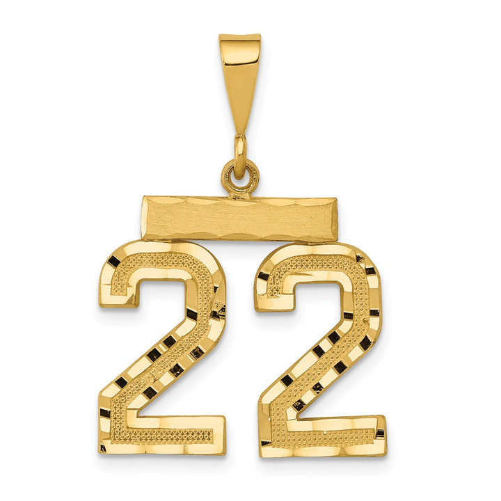 14k Medium Diamond-cut Number 22 Charm MN22