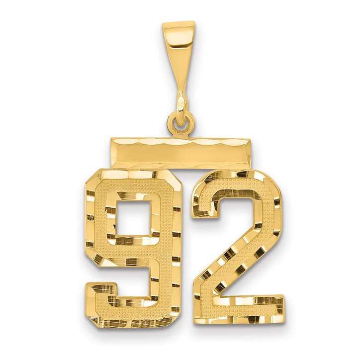 14k Medium Diamond-cut Number 92 Charm MN92