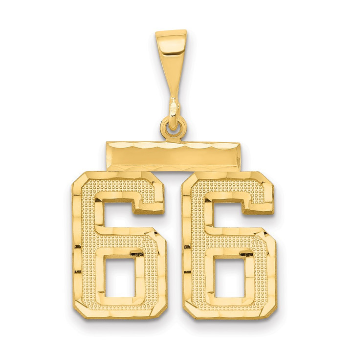 14k Medium Diamond-cut Number 66 Charm MN66