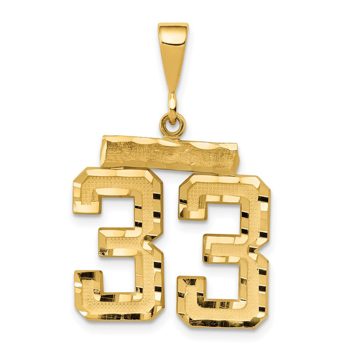 14k Medium Diamond-cut Number 33 Charm MN33