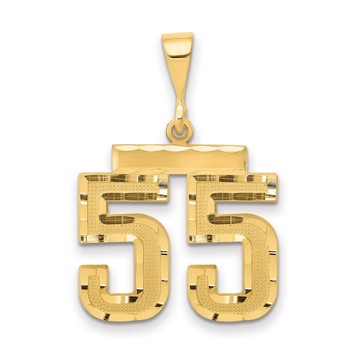 14k Medium Diamond-cut Number 55 Charm MN55