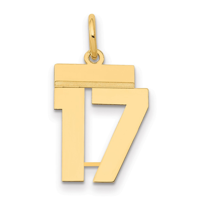14k Small Polished Number 17 Charm LS17
