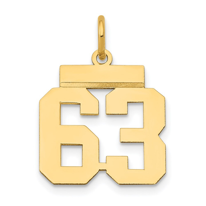 14k Small Polished Number 63 Charm LS63