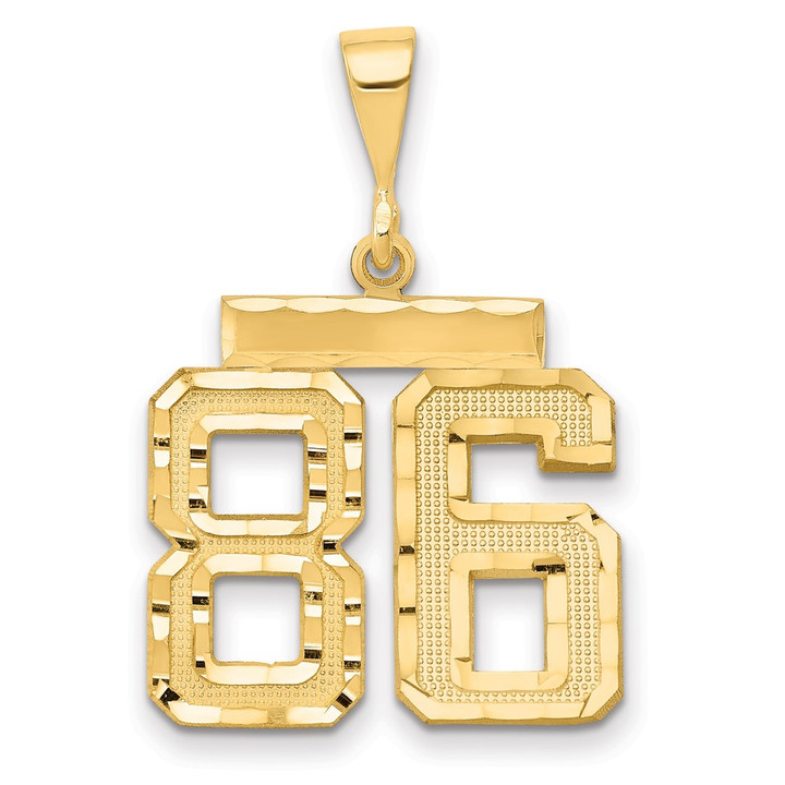 14k Medium Diamond-cut Number 86 Charm MN86